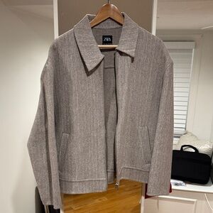 Zara Men's Light Gray cropped Jacket